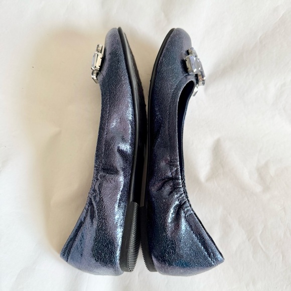 CL by LAUNDRY Blue Metallic Jeweled Rhinestones Ballet Flats Women's Size 7 - Picture 4 of 7
